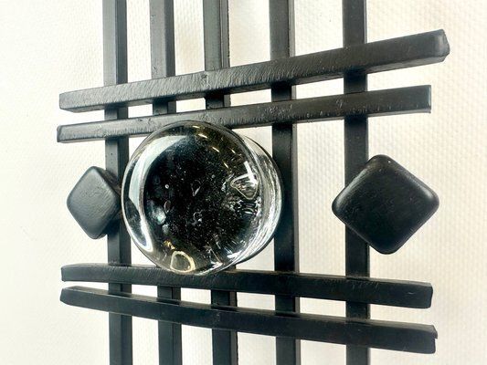 Danish Modernist Iron & Glass Wall Candleholder From Dantoft, 1960s photo Home Decor