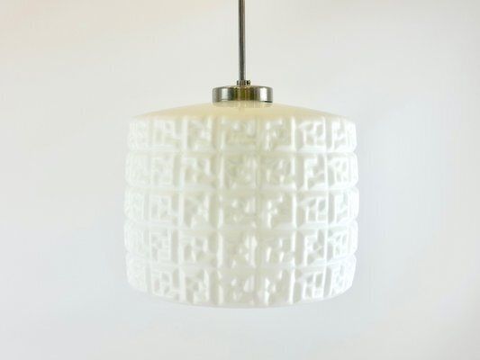 Mid Century Czech Milk Glass Pendant Lamp From Napako, 1960s photo for sale