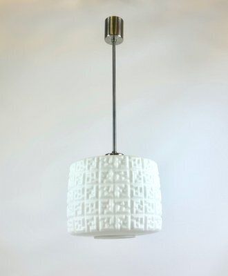 Mid Century Czech Milk Glass Pendant Lamp From Napako, 1960s photo for sale