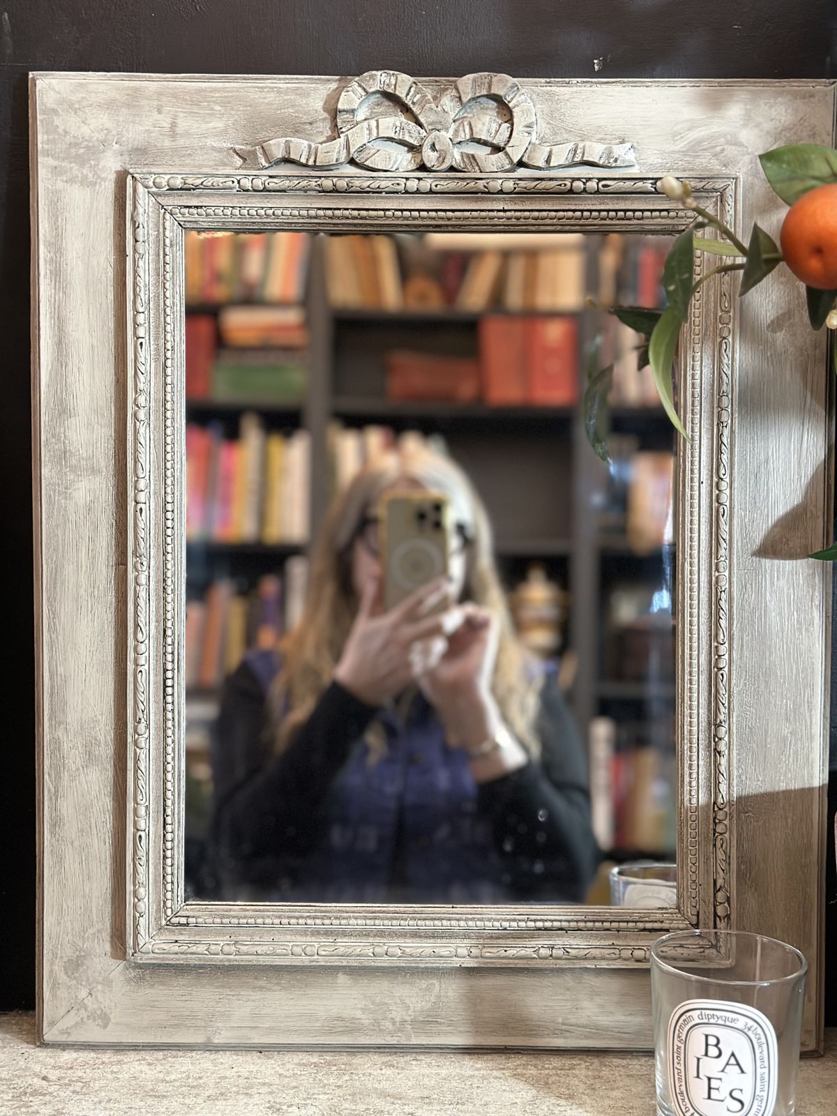 photo buy Really Pretty Pair Of Painted French Wall Mirrors – Soft ‘Eau De Nil’ With Dark Wax