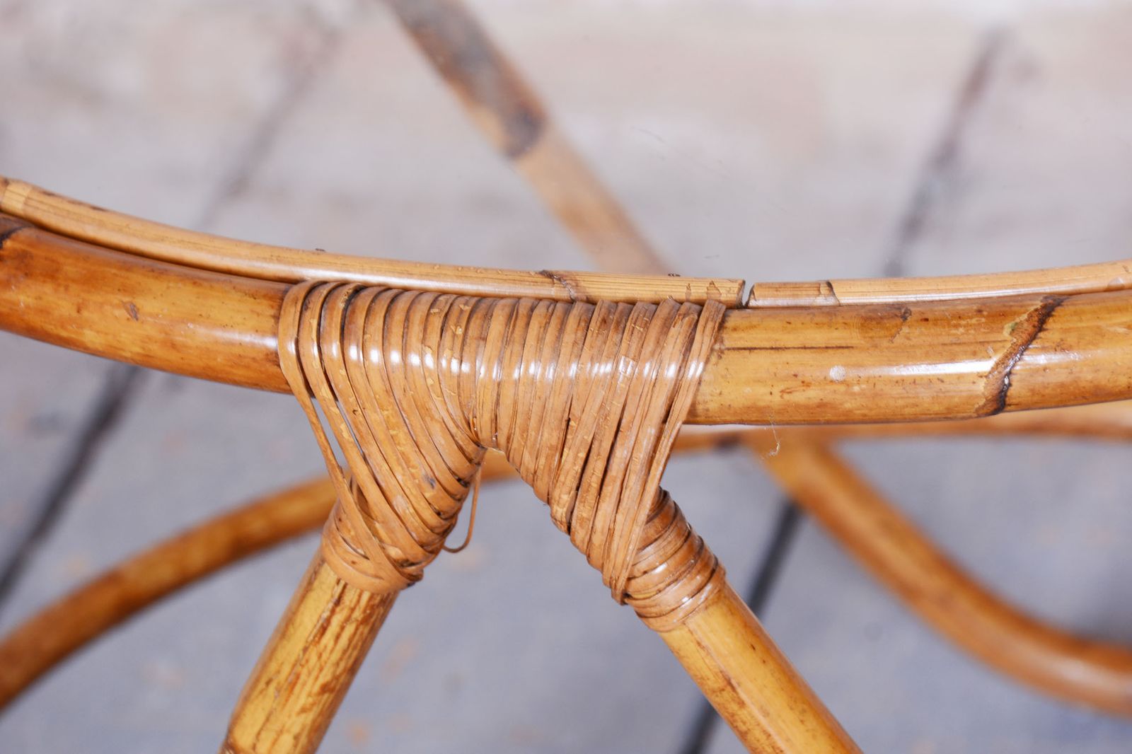 Original Mid Century Coffee Table, By Alan Fuchs, Rattan, Czech, 1940s photo vinterior