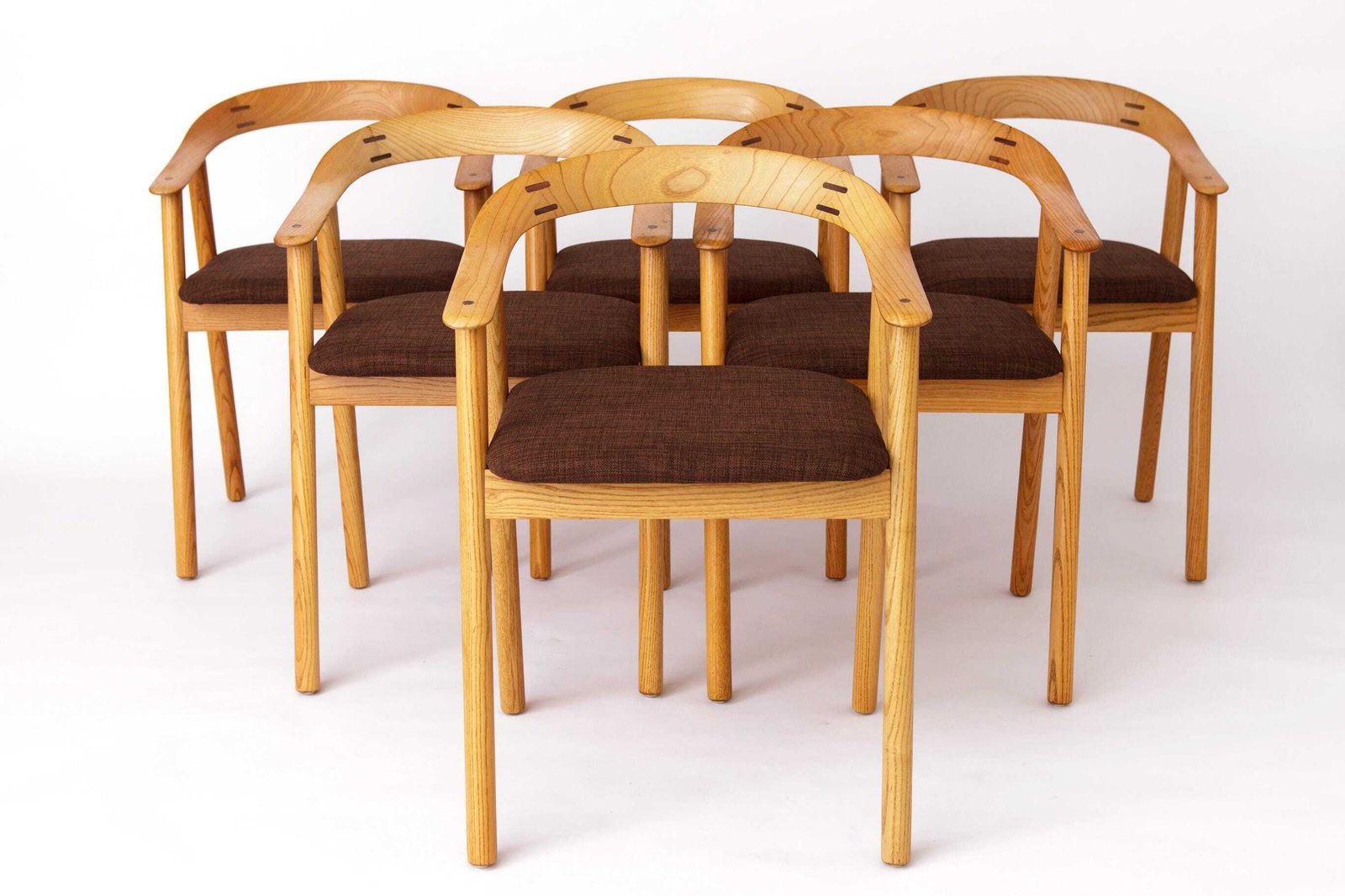 Set Of 6 Vintage Oak Dining Chairs – Likely Danish, 1970s – Refurbished & Reupholstered