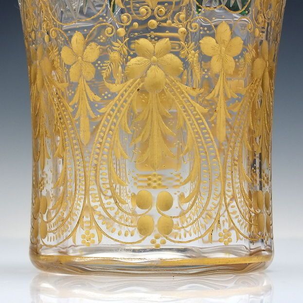 Outstanding 19th Century Engraved And Gilded Glass Vase C1880 photo for sale