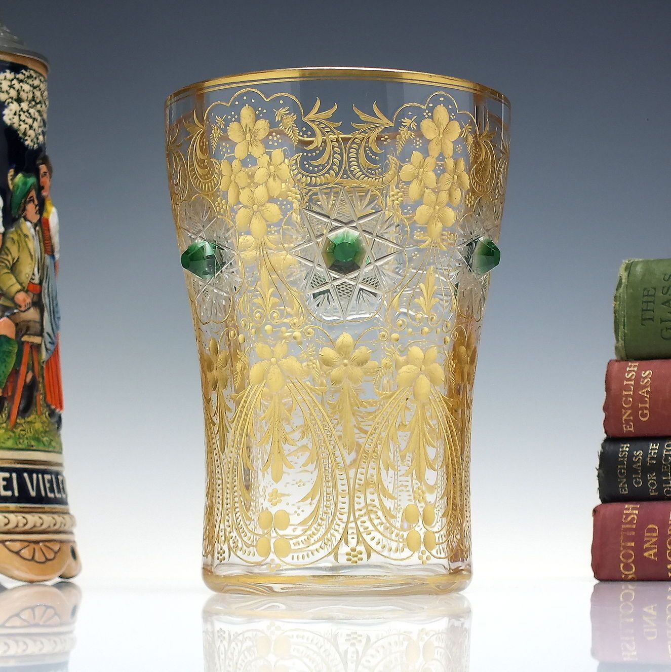 480.0 Outstanding 19th Century Engraved And Gilded Glass Vase C1880 photo