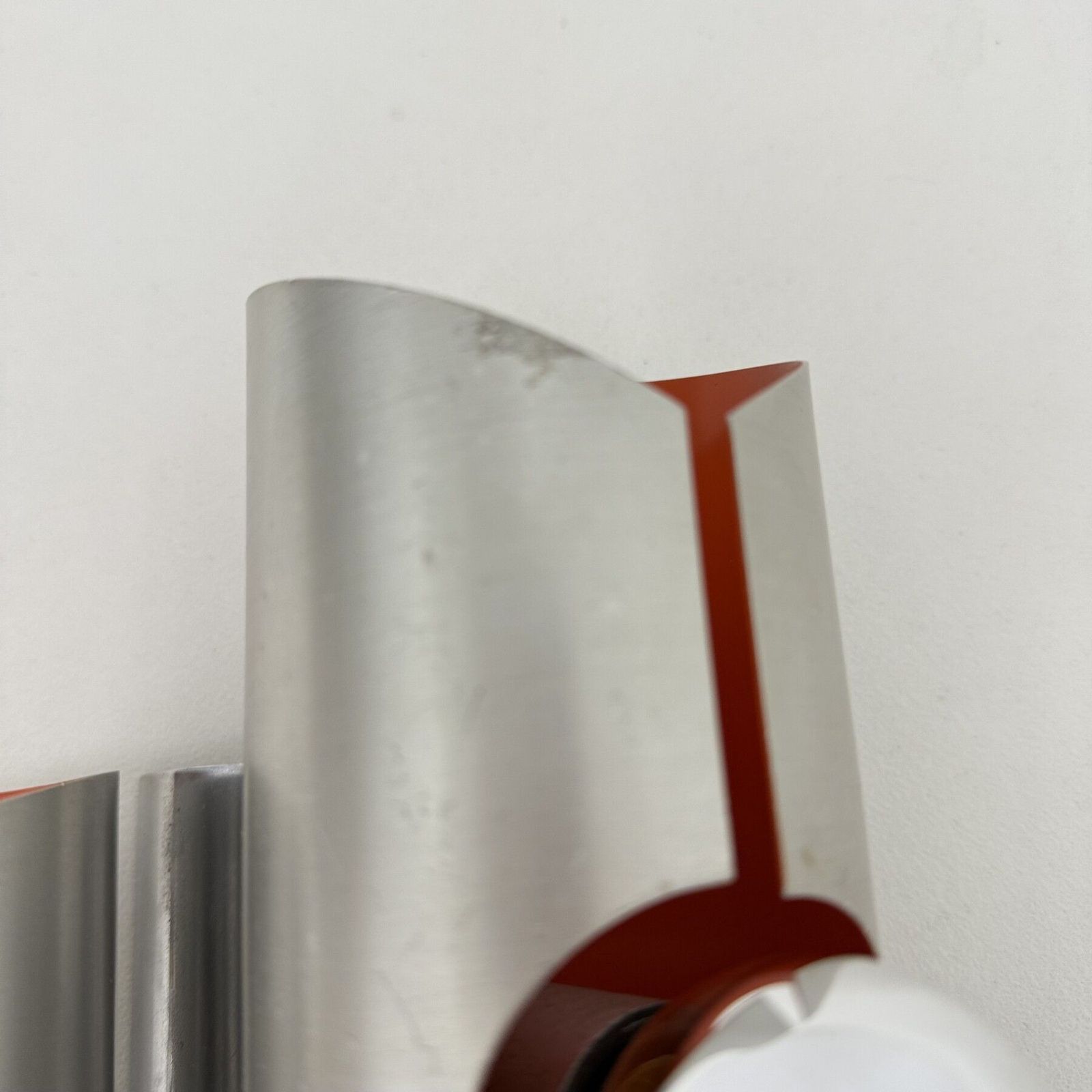 photo furniture Space Age Aluminium Wandlamp Met Oranje Binnenzijde, Ca. Jaren 1970