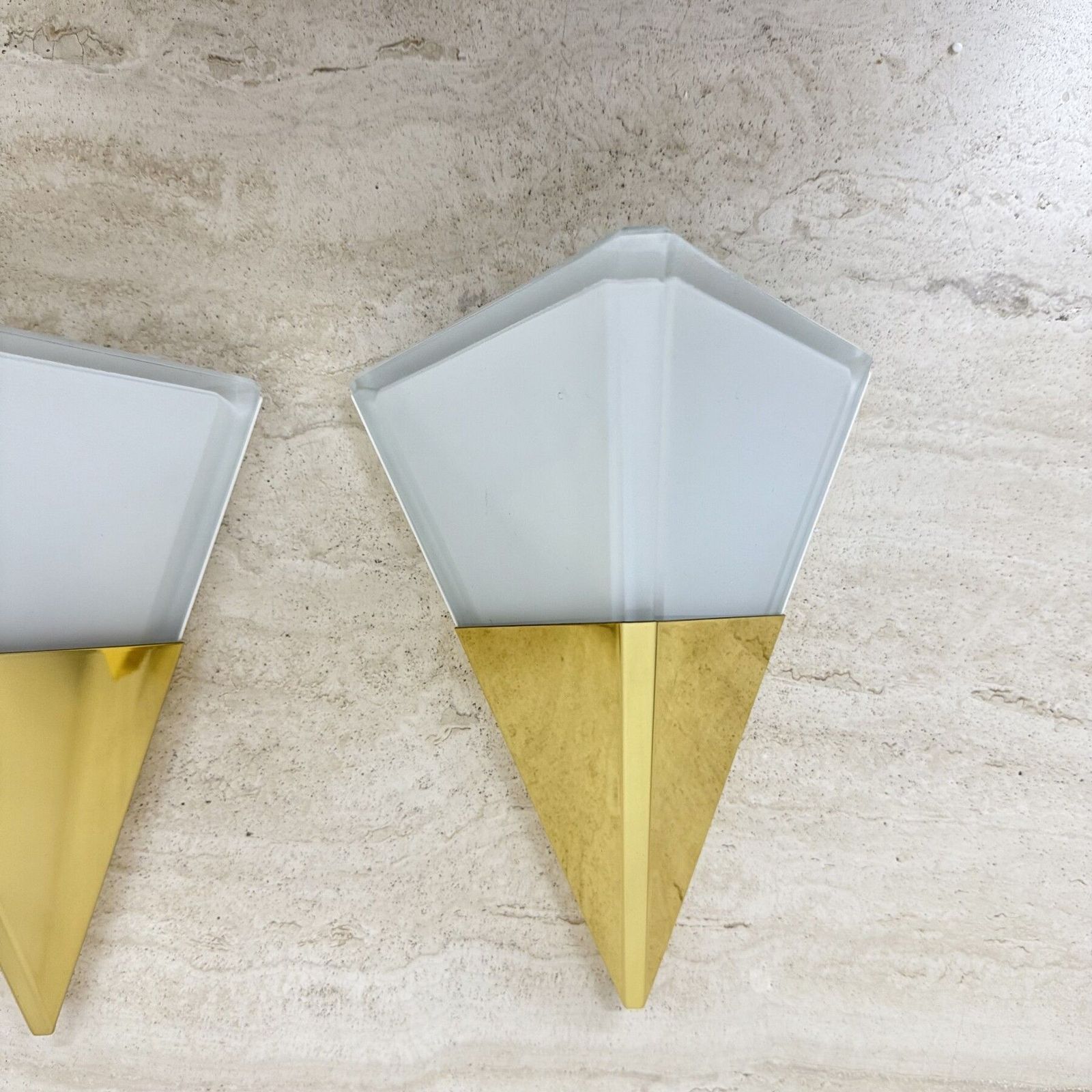 Set Of 2 Limburg Glashütte Brass And Glass Wall Lamps Sconce , 1970s photo furniture