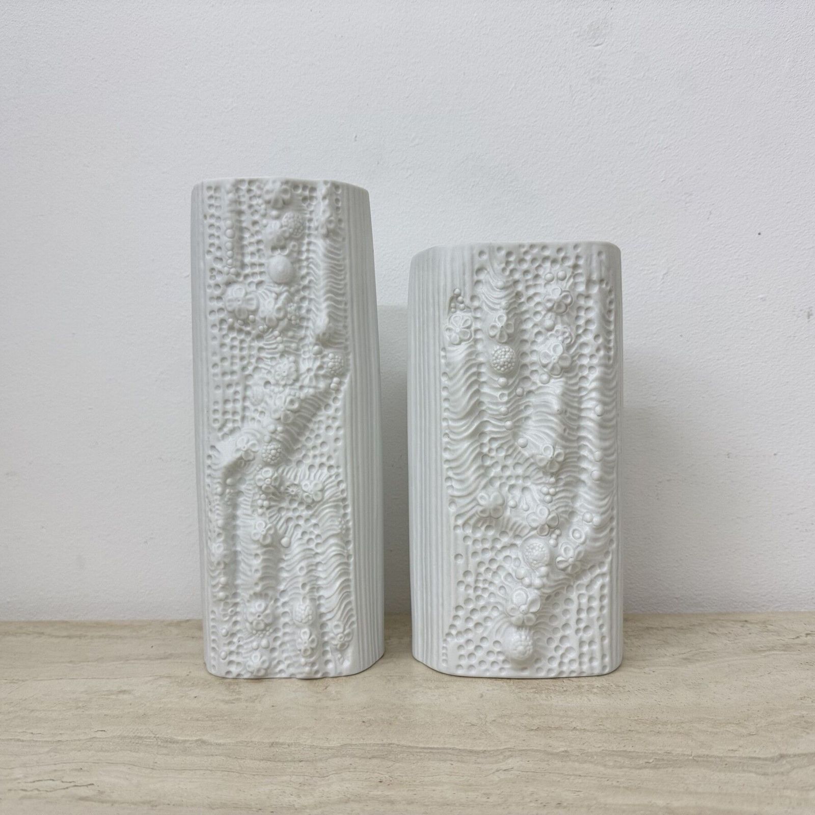 Martin Freyer For Rosenthal Bisque Reliëf Azu Vase Op Art 1970s photo Home Decor