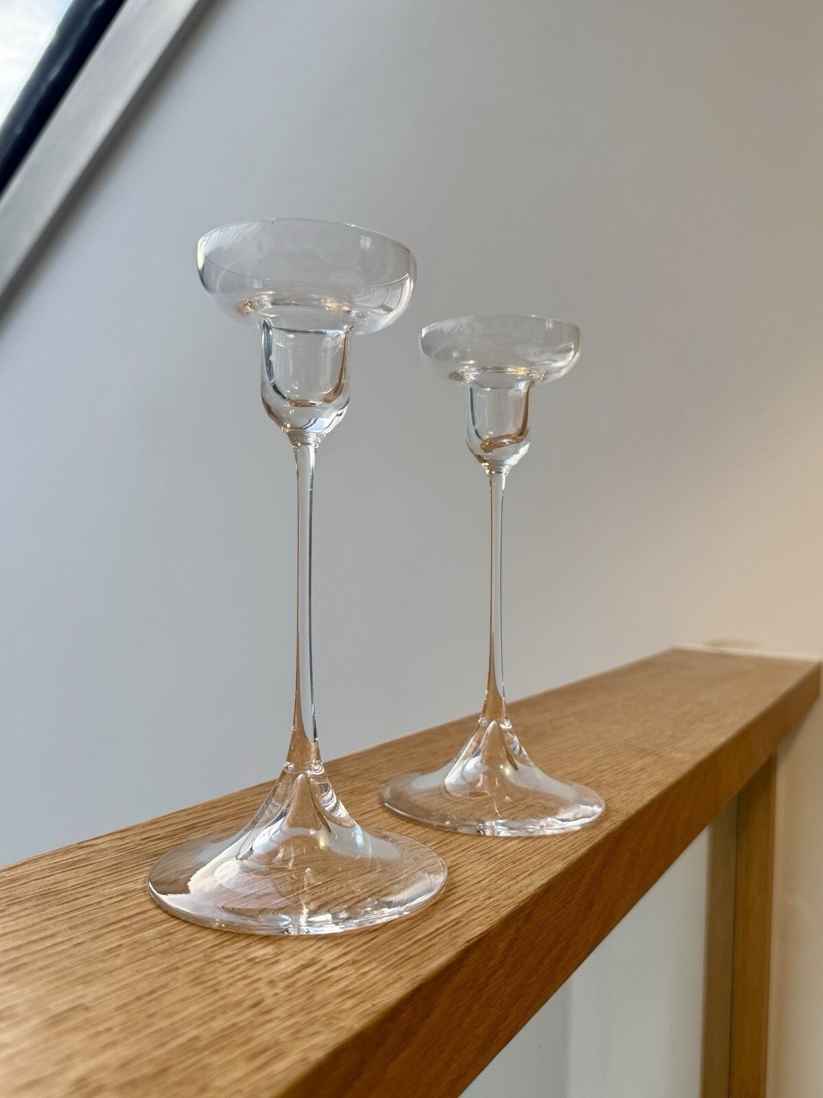 50.0 A Pair Of Dartington Glass 1960’s Crystal Candlesticks By Hans Eric Anderson D69 photo
