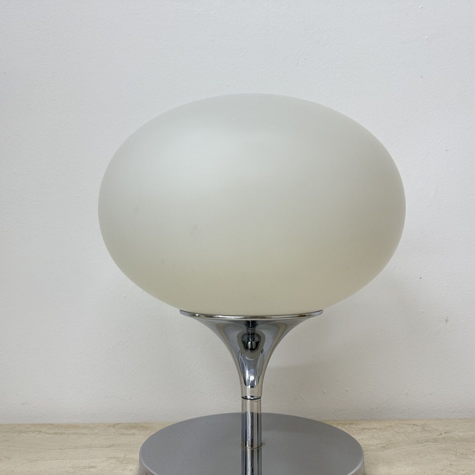 photo furniture Opaline Glass Chromed Steel & Cast Iron Space Age Lamp By Kaiser Leuchten, 1970’s