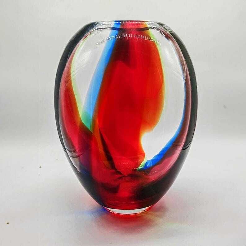 1970s Stunning Vase In Murano Glass. Made In Italy. photo Home Decor