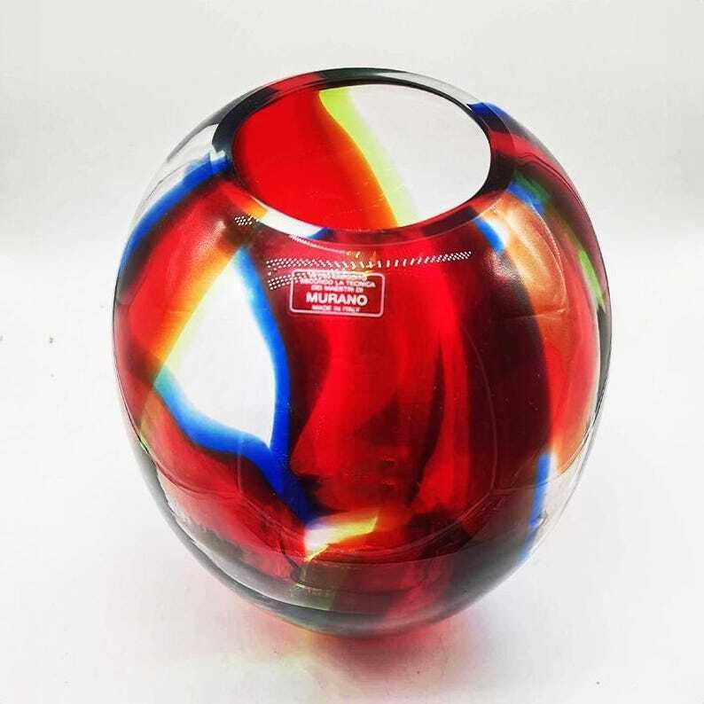 1970s Stunning Vase In Murano Glass. Made In Italy. photo 326.0