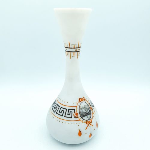 Antique Opaline Vase French Or Bohemia Handpainted Landscape & Roman Motifs photo vinterior