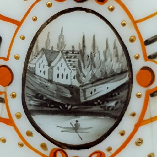 Home Decor Antique Opaline Vase French Or Bohemia Handpainted Landscape & Roman Motifs photo