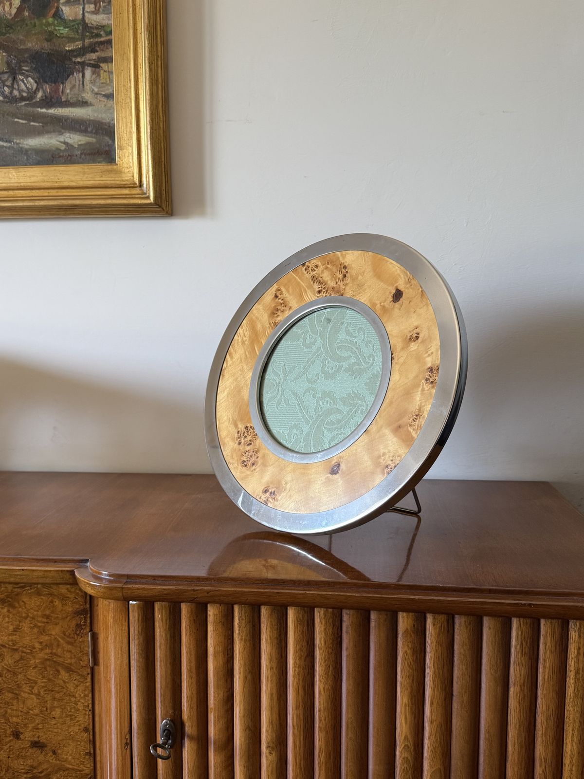 Hollywood Regency Large Burl Picture Frame, Nucci Valsecchi Italy 1970s photo furniture