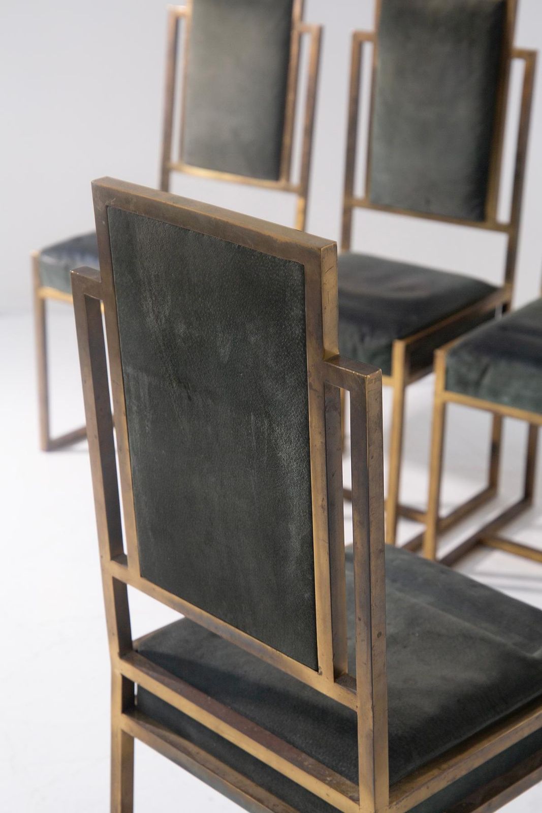 Set Of Six Italian Art Deco Style Chairs Made Of Brass photo buy