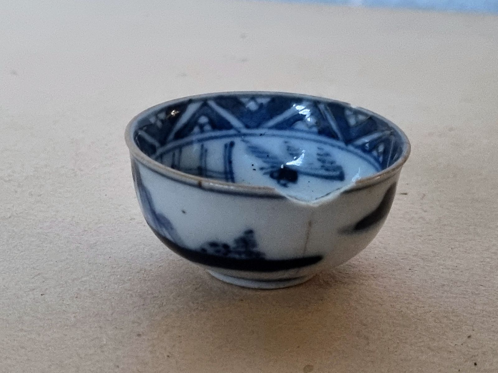 photo furniture Antique Chinese Tea Bowl | Blue White Porcelain Mountain Landscape | Ming Style Ceramic Rice Bowl | Vintage Asian Art