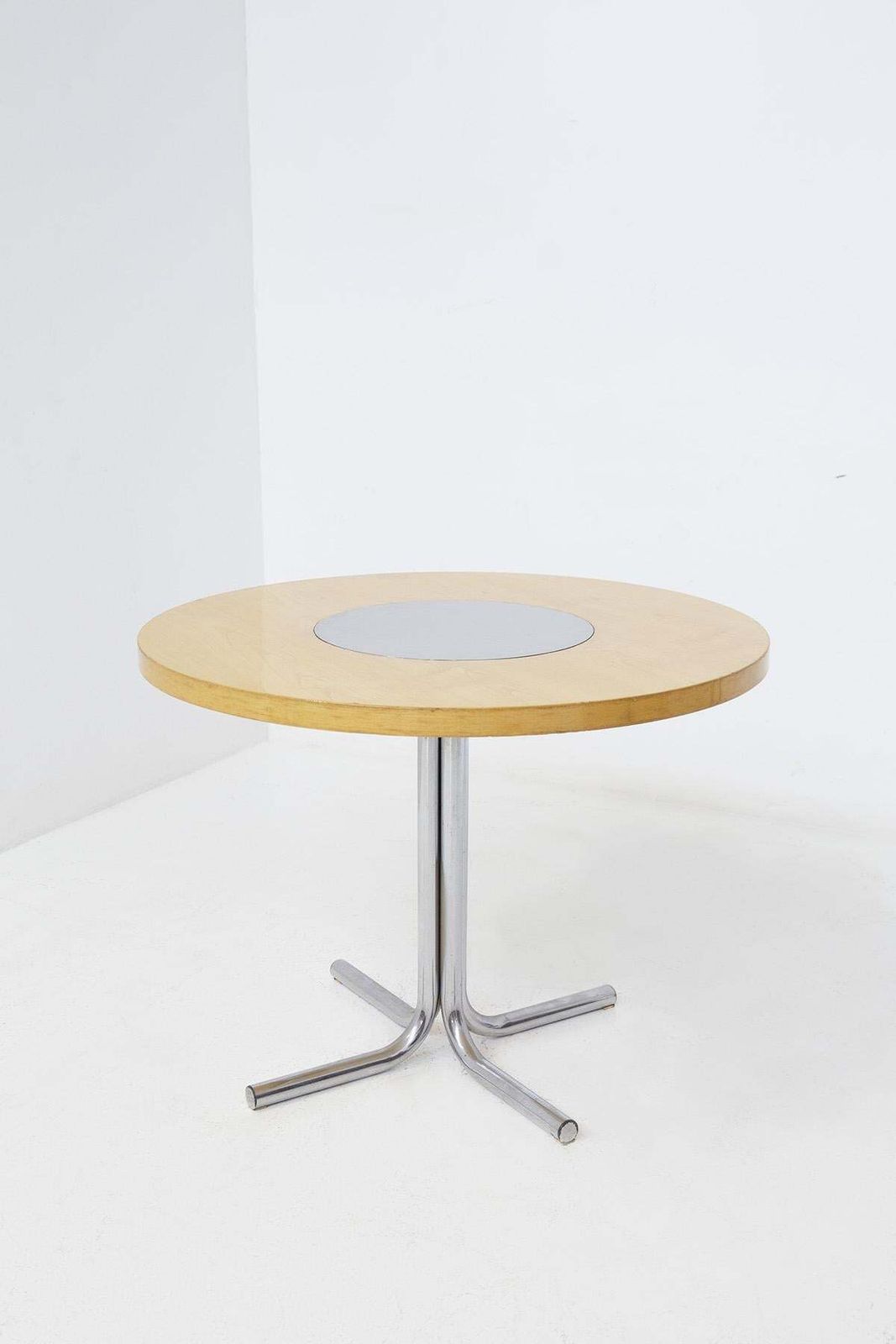 Italian Round Table By Gae Aulenti Attr. For Elam In Steel And Wood photo furniture