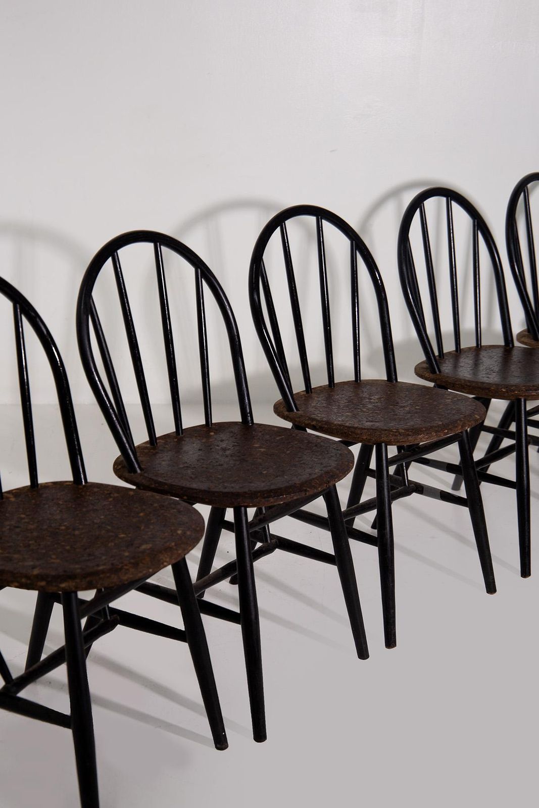 2265.0 Set Of Six Wood And Cork Chairs photo