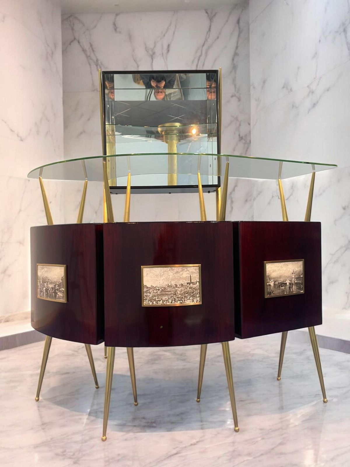Italian Mid Century Cocktail Bar Set With Cabinet Gio Ponti Design Style, 1950s photo buy