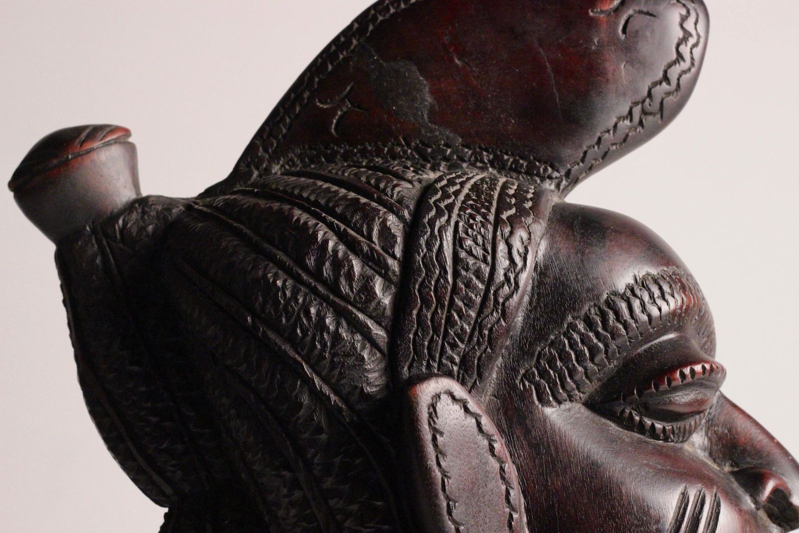 photo for sale African Wood Female Bust Figurative Sculpture Mandinka Woman