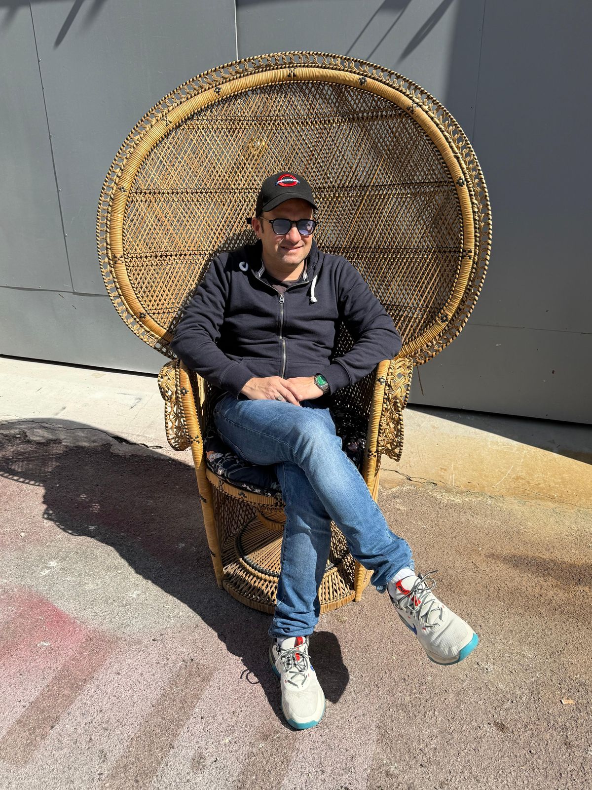 Large Straw And Bamboo Woven Chair Italy 1940s photo for sale