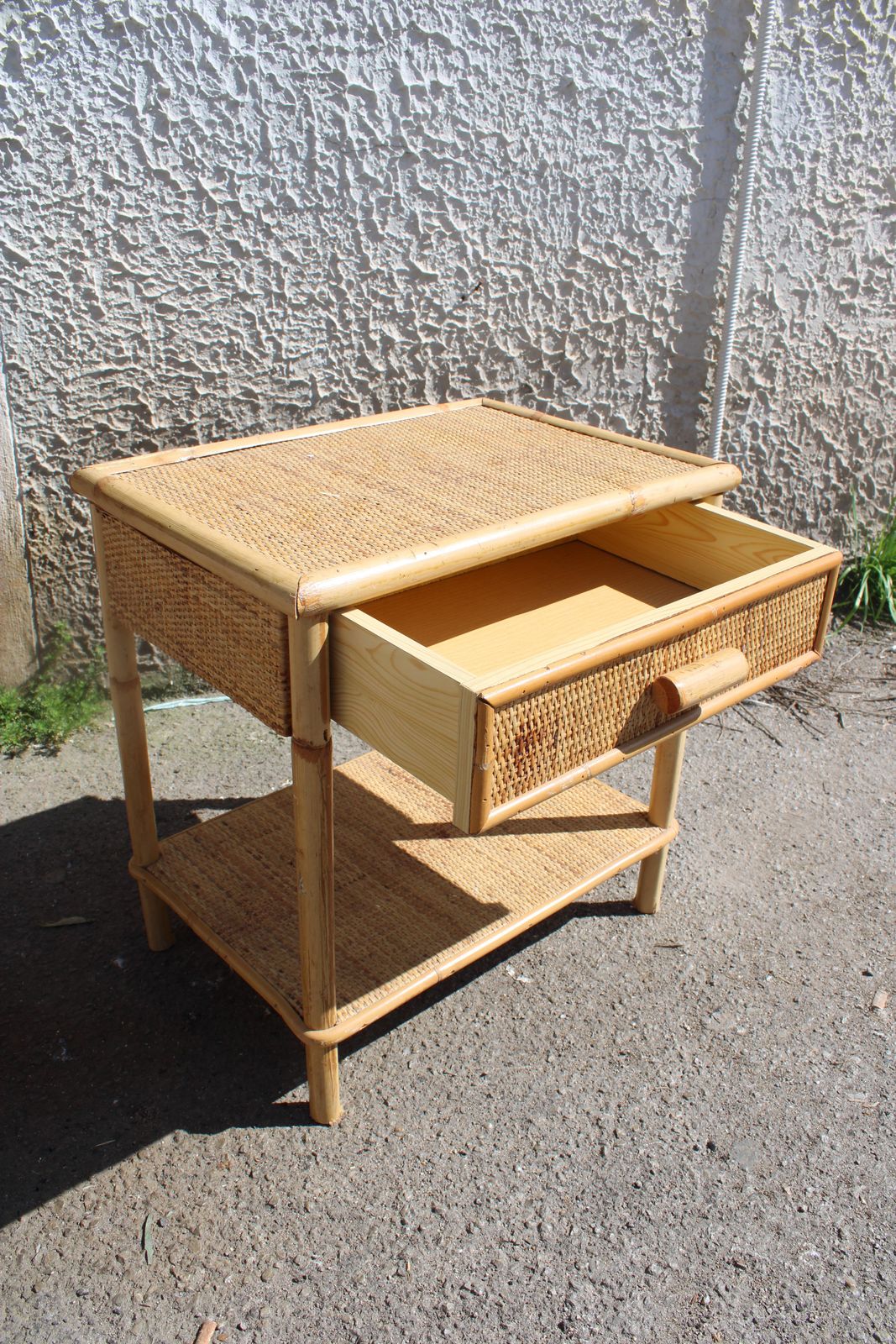 1950 Italia Bamboo Nightstand With Drawer And Shelf photo 752.0