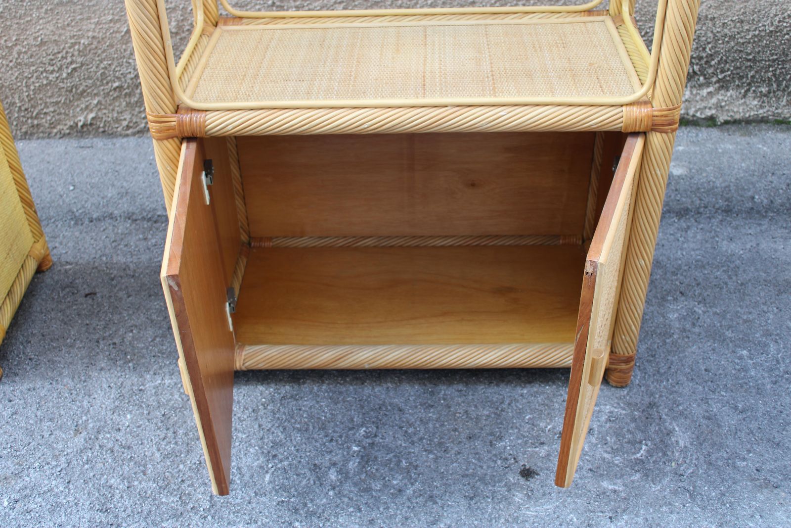 photo furniture Wicker And Bamboo Display Shelves Italy 1970 Southern Nurseries