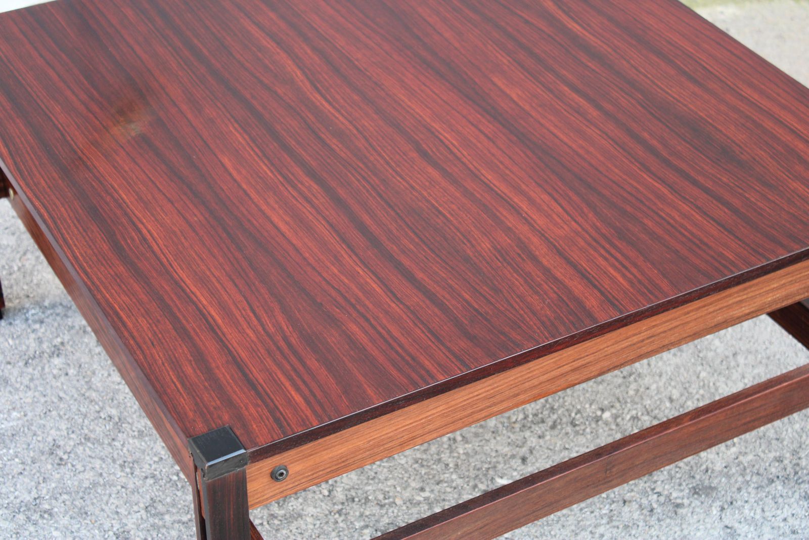 Low Square Brown Wooden Mim Table Ico Parisi Model Tivoli 1960 Label photo Furniture