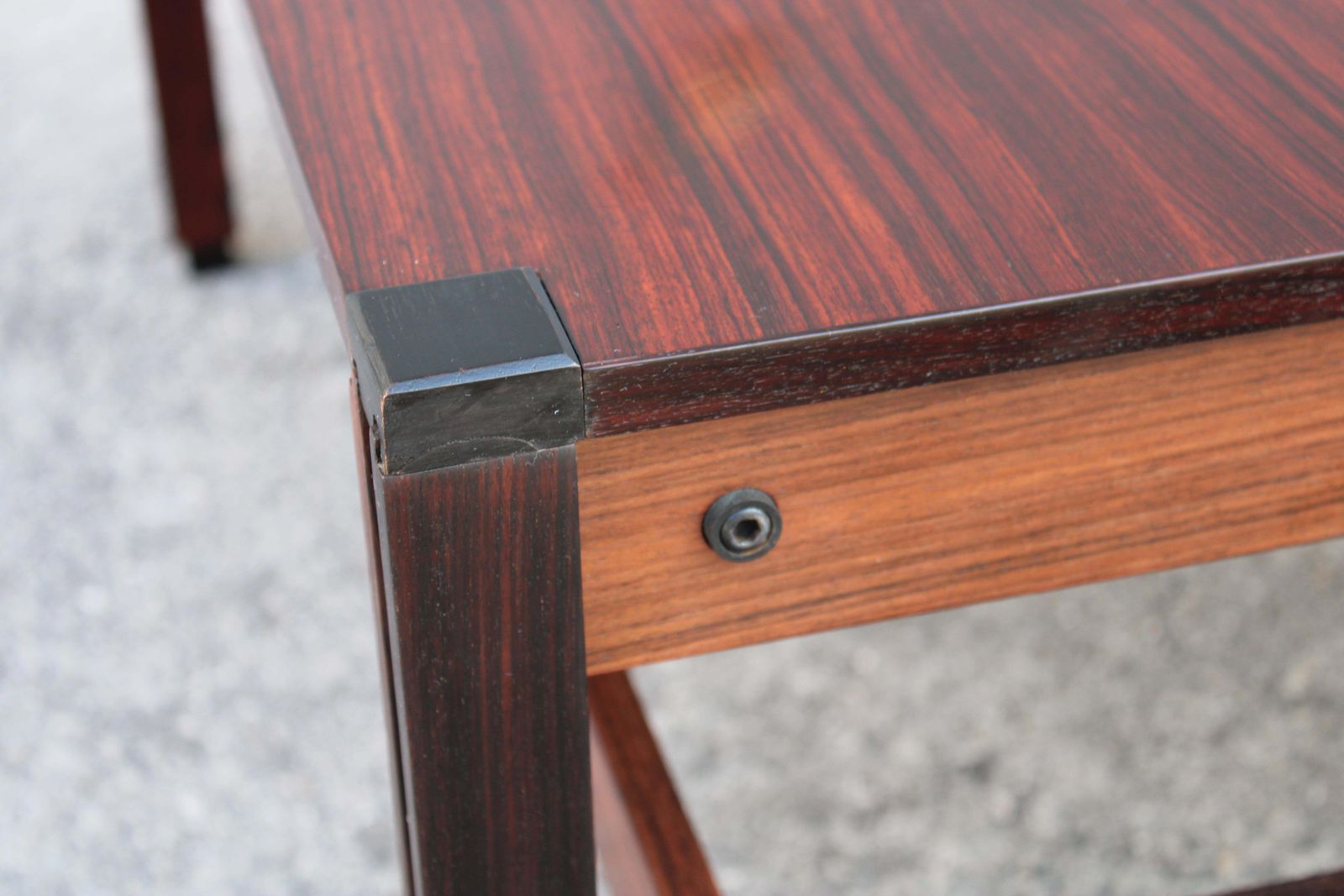 Low Square Brown Wooden Mim Table Ico Parisi Model Tivoli 1960 Label photo 1542.0