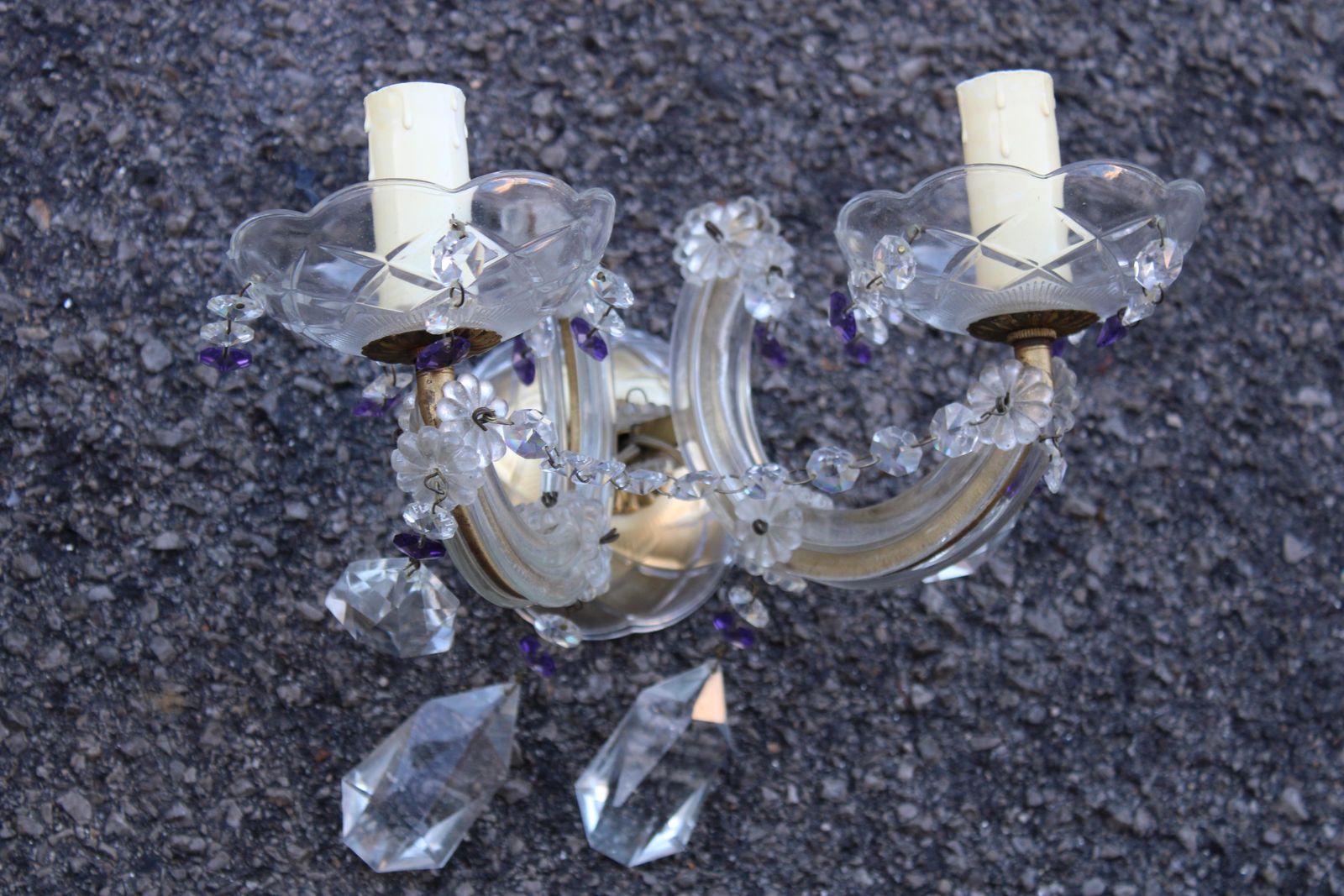 1235.0 Pair Of Mid Century Maria Theresa Crystal Wall Lamps photo