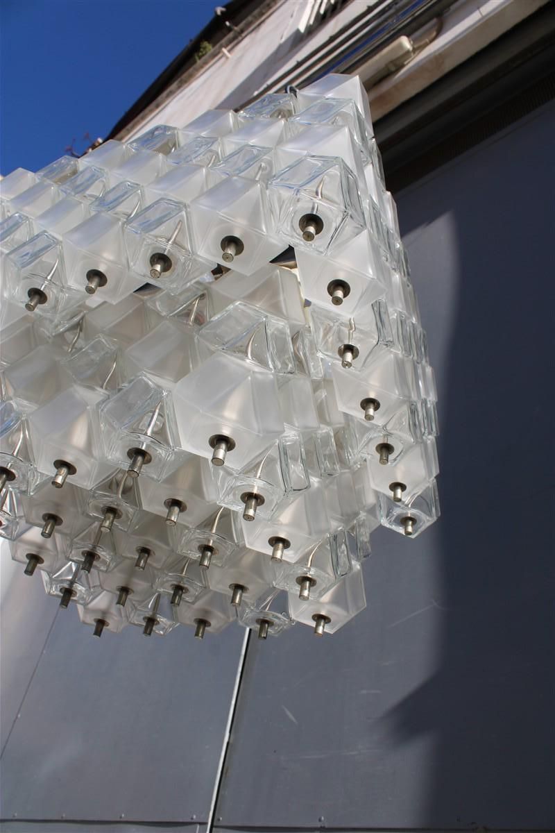 photo furniture Lampadario Venini Cubi 1960s Vetro Di Murano Trasparente Minimalista