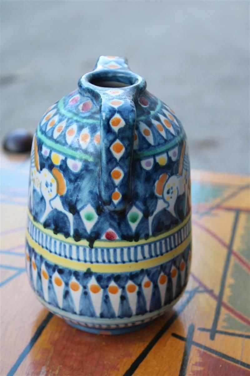 Small Vase In Blue With Horses Avallone Vietri Mid Century Italian Design photo buy