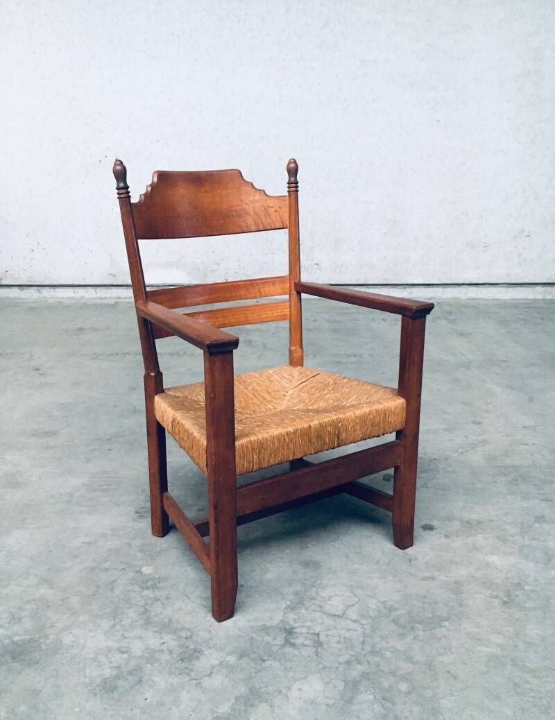 1930's Italian Alps Rustic Design Carved Large Armchair