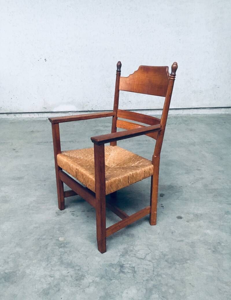 1930's Italian Alps Rustic Design Carved Large Armchair photo Furniture