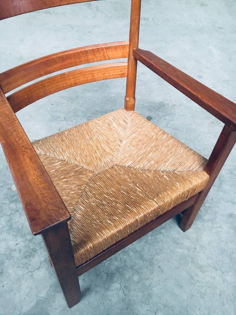 Furniture 1930's Italian Alps Rustic Design Carved Large Armchair photo