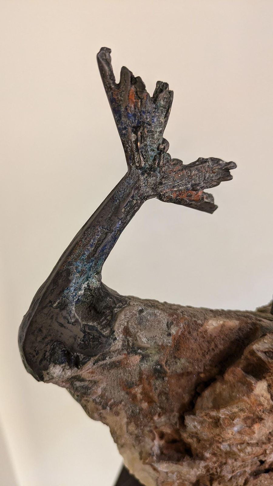 Aurelio Teno (1927/2013) Fish Shaped Sculpture, Natural Stone And Bronze photo vintage