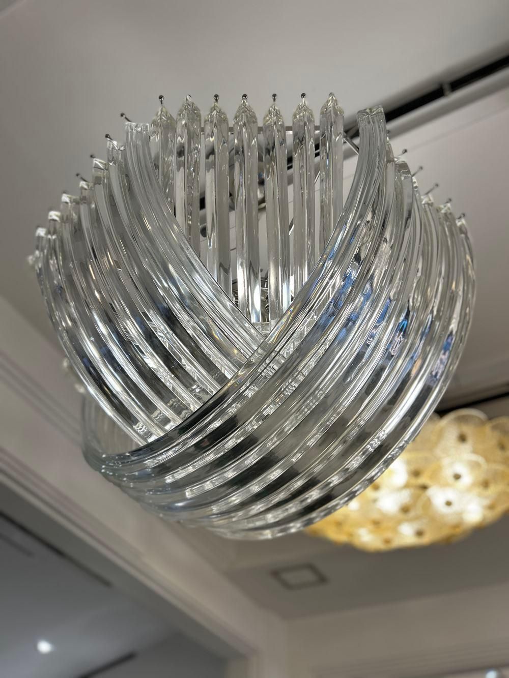 Murano Curved Crystal Chandelier By Carlo Nason photo vinterior