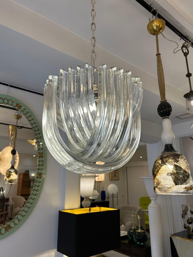 Murano Curved Crystal Chandelier Attributed To Carlo Nason photo for sale
