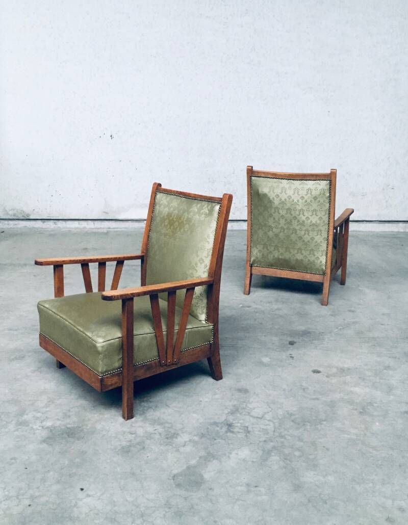 Arts & Crafts Design Period Lounge Chair Set, 1930's Belgium photo vintage