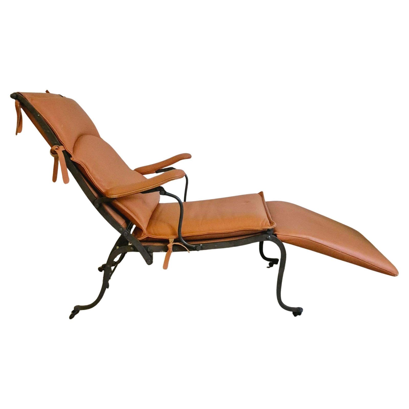 Royal Recliner, Iron And Leather, Provenance Swedish King Oskar Ll, Late 1800s