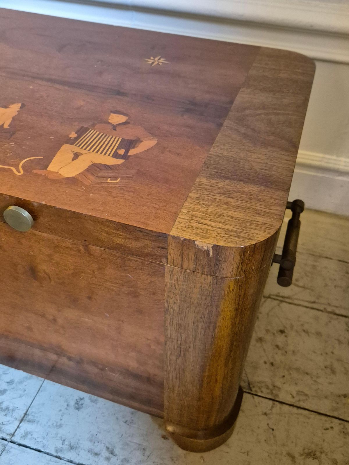 photo vintage Blanket / Bed End / Coffee Table   Chest, Marine Decor Intarsia, Swedish Modern