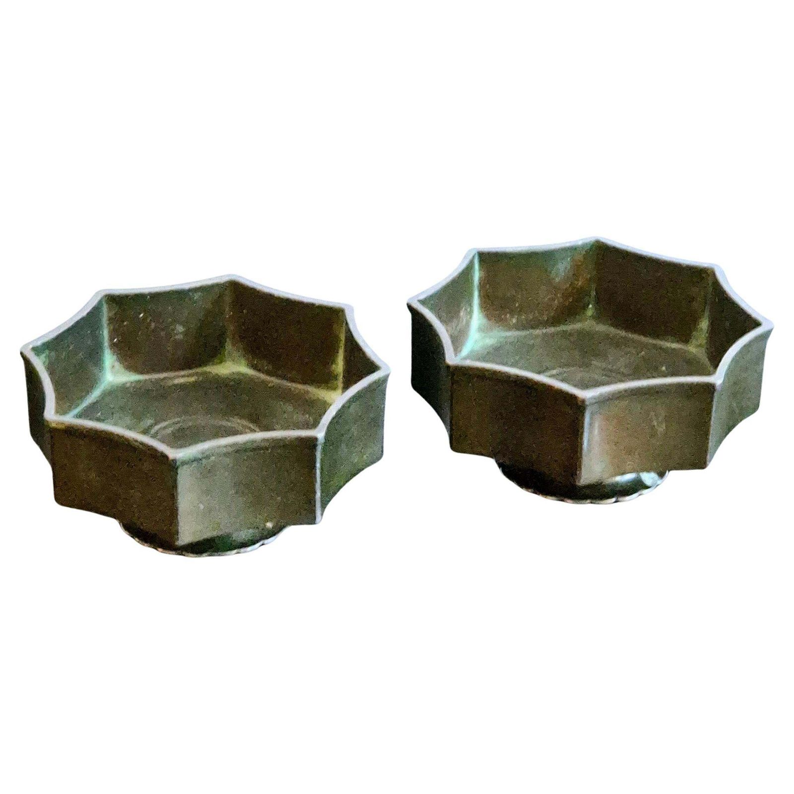 Just Andersen, A Pair Of Bowls / Candle Holders In Disko Metal, Danish Grace photo furniture