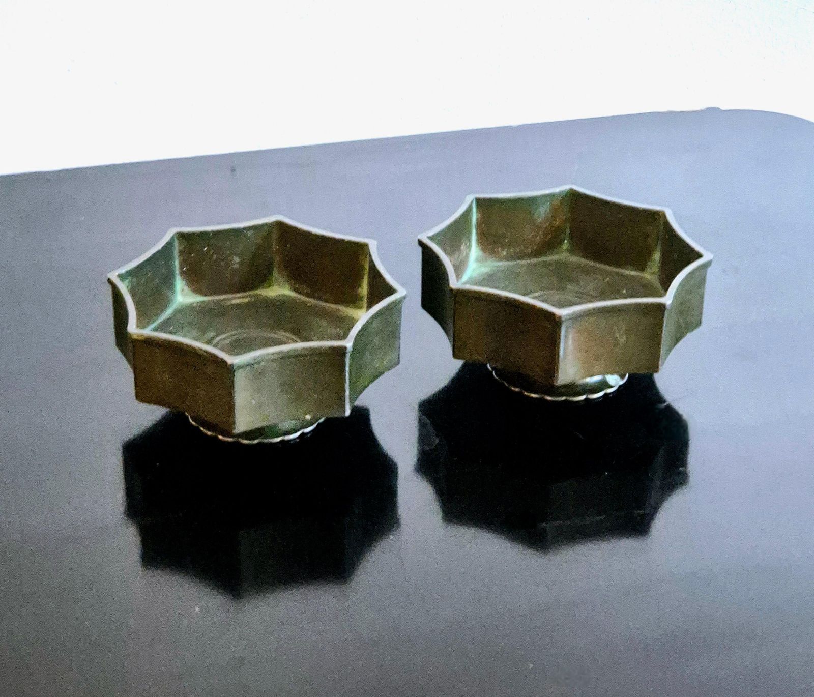 Just Andersen, A Pair Of Bowls / Candle Holders In Disko Metal, Danish Grace photo 1020.0