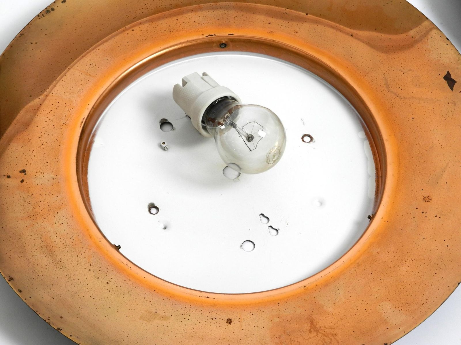 photo buy Pair Of Large Mid Century Wall Or Ceiling Lamps Made Of Glass With Copper Plated