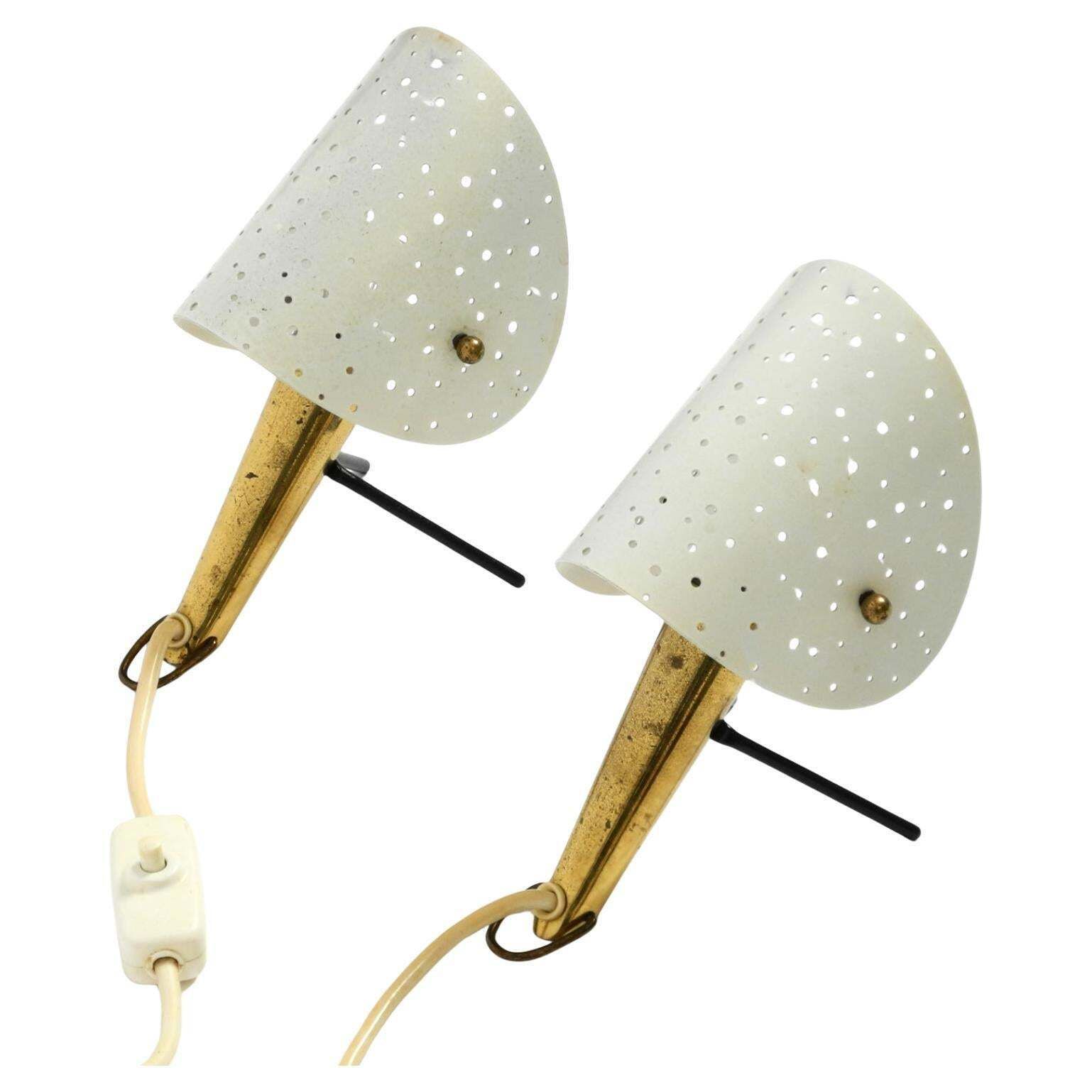 Pair Of Mid Century Metal Brass Table And Wall Lamps By Ernst Igl For Hillebrand photo furniture