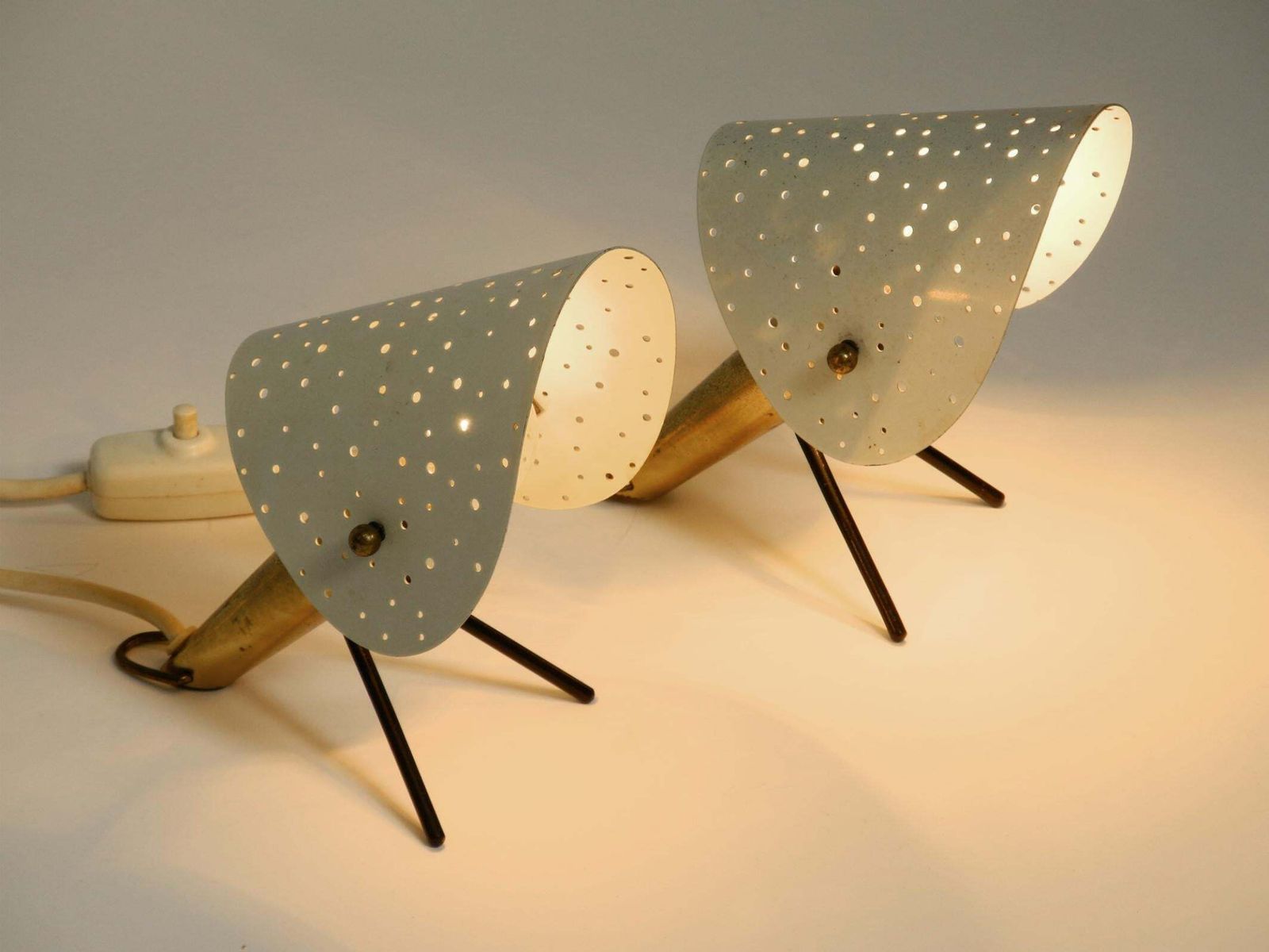 Pair Of Mid Century Metal Brass Table And Wall Lamps By Ernst Igl For Hillebrand photo 1004.0