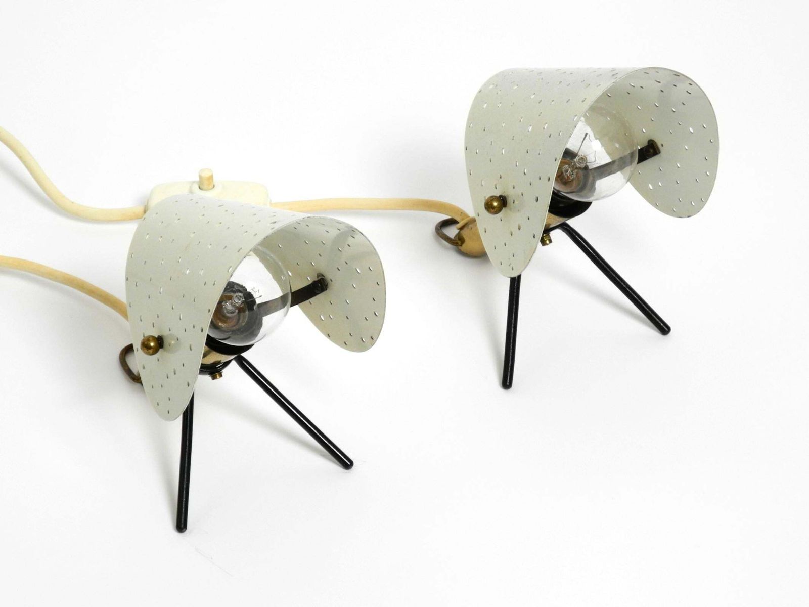 photo vintage Pair Of Mid Century Metal Brass Table And Wall Lamps By Ernst Igl For Hillebrand