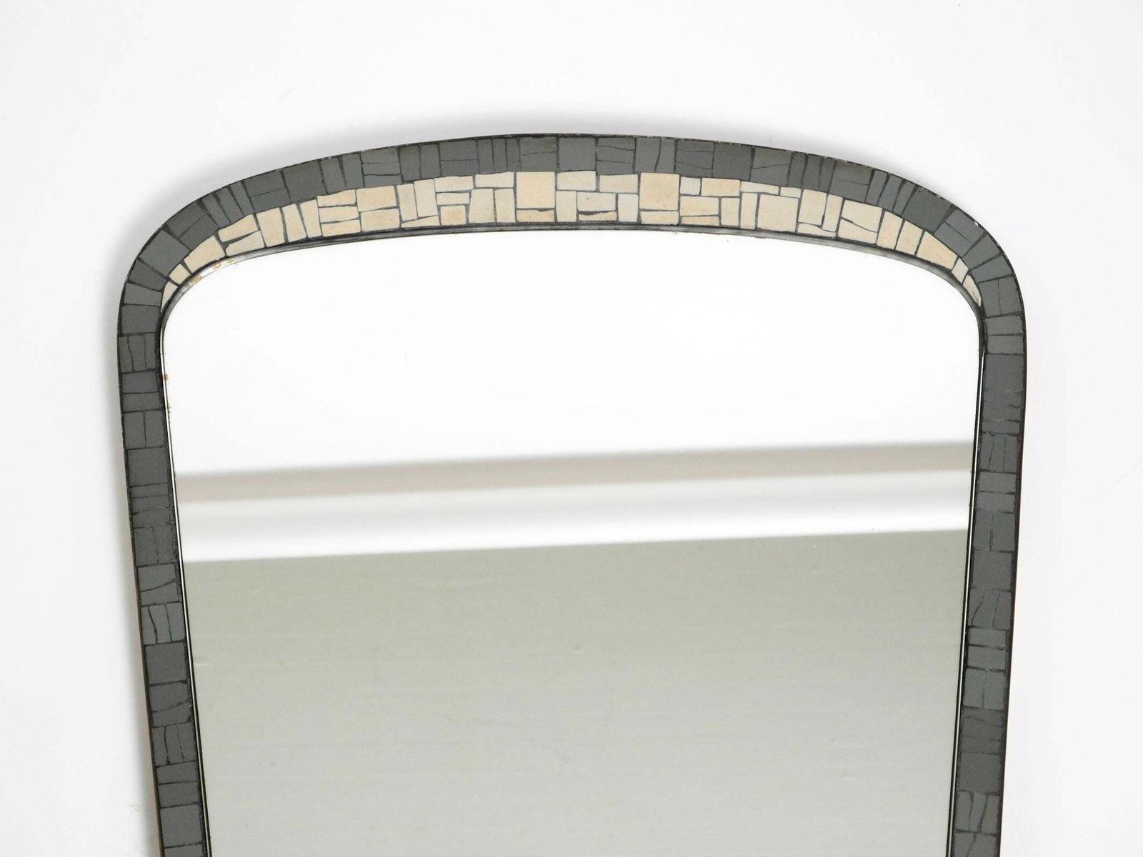 Mid Century Mosaic Wall Mirror With Heavy Brass Frame By Münchner Zierspiegel photo vinterior