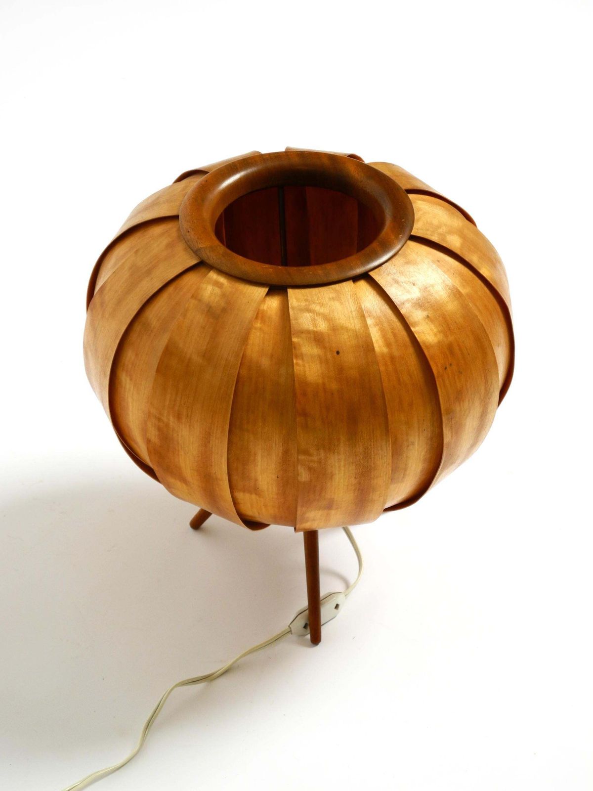 Large 1960s Czech Wood Veneer Tripod Lamp By Stanislav Kučera For úluv photo Lighting