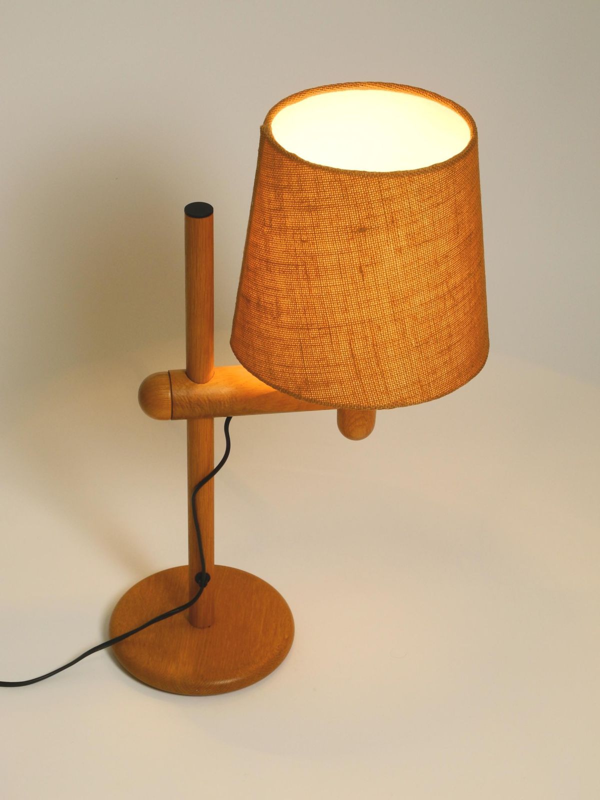 1960s Temde Table Lamp Made Of Oak Wood And With Height Adjustable Shade photo buy